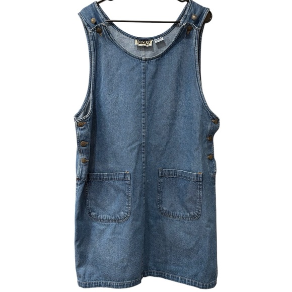 Forenza Dresses & Skirts - Vintage 90s Forenza denim jumper dress, size 16
